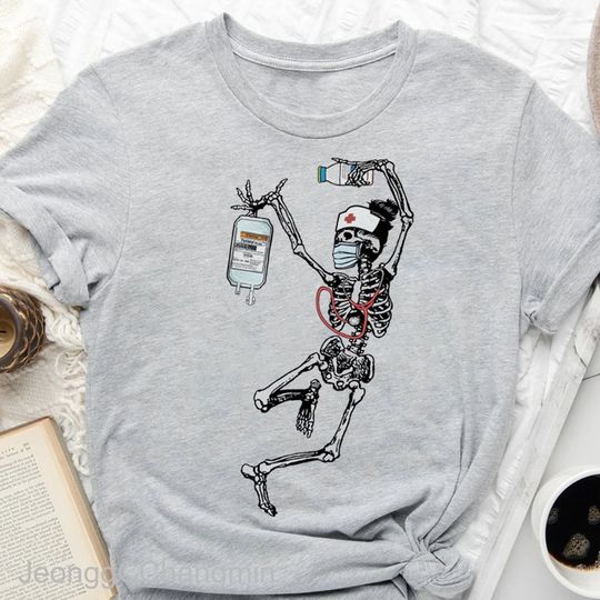 Discover Halloween Skeleton Nurse Shirt, Funny Doctor Unisex Tee Shirt