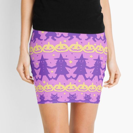 Discover Cut Paper Halloween Pals on Magenta Mini Skirt