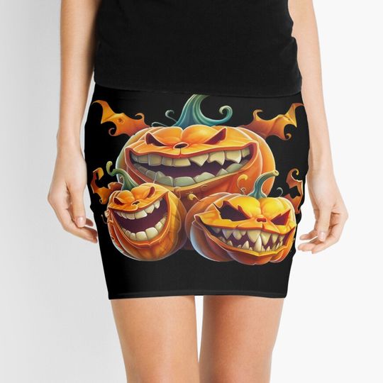 Discover Creepy Halloween Pumpkins Jack O Lantern Mini Skirt