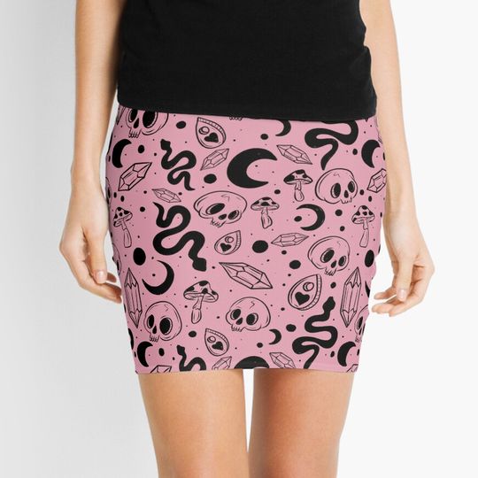Discover Pink Witchy Halloween Mini Skirt