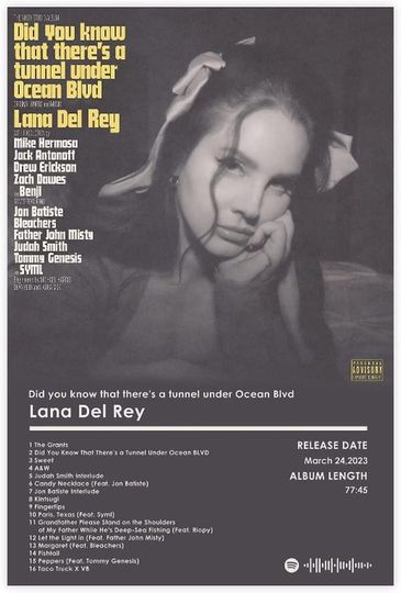 Discover Lana Del Rey Poster Pop Record Did You Know That There's A Tunnel Under Ocean Posters