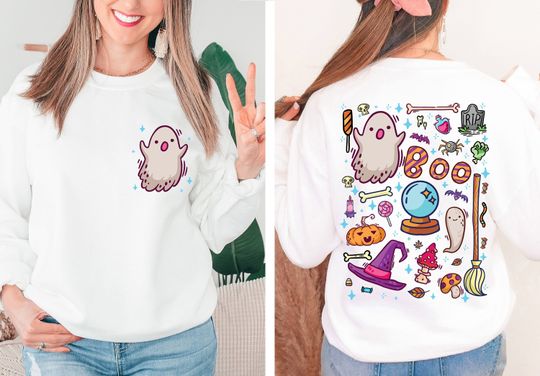 Discover Boo Halloween Sweatshirt with Fun Pumpkin Design