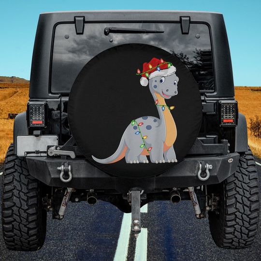 Discover Dinosaur Lover Xmas Santa Hat Diplodocus Christmas Spare Tire Cover