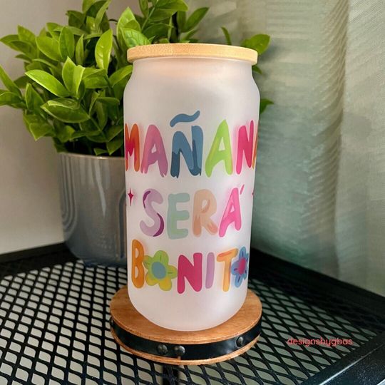 Discover Maana Ser Bonito Frosted Glass Cup, Bichota, Manana Sera Bonito