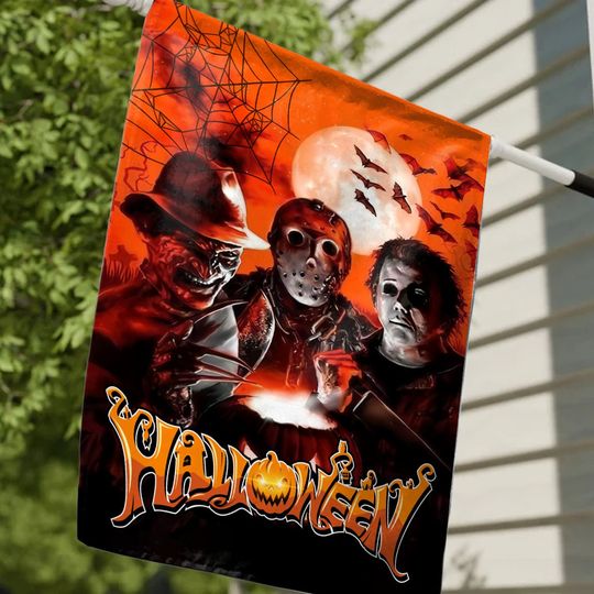 Discover Halloween Garden Flag, Jason, Freddy, Michael Myers, Horror Halloween, Spooky Yard Flag
