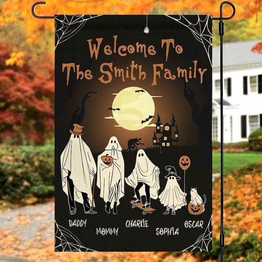 Discover Custom Family Halloween Garden Flag
