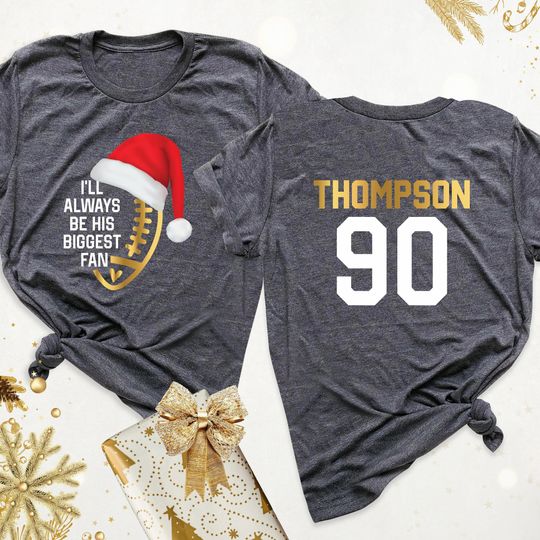 Discover Christmas Football Shirt, Biggest Fan Christmas Shirt