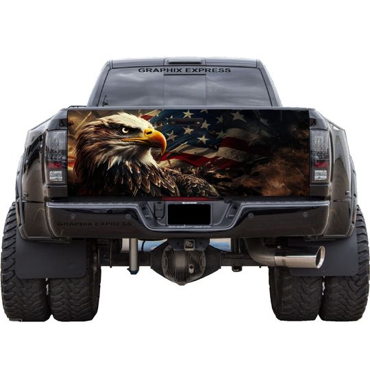 Discover American Flag Eagle Tailgate Truck Decal