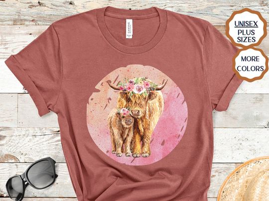 Discover Shaggy Highland Cow Shirt for Mothers and Kids