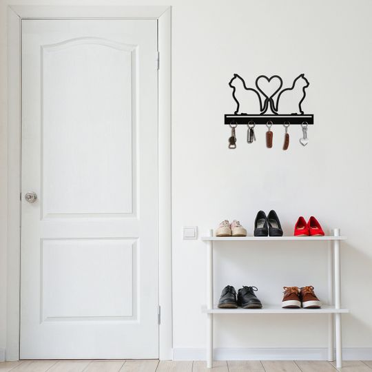 Discover Wood Keey Holder for Wall, Gift for Cat Lover, Key Holders, Cat Key Holder