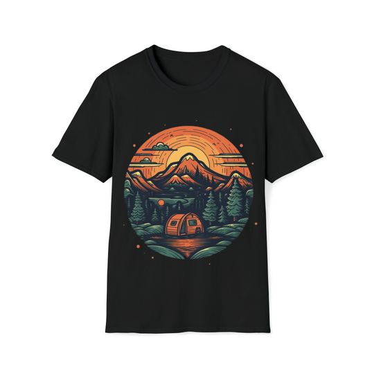 Discover Lets Go Camping, Unisex Softstyle T-Shirt Explore Nature