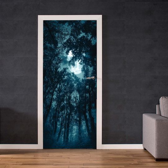 Discover Forest Night Self-Adhesive Door Cover Sticker