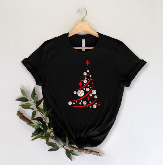 Discover Merry Christmas Baseball Tree T-Shirt