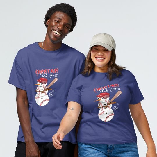 Discover Christmas in july For Baseball Fan Snowman Baseball  Classic T-Shirt