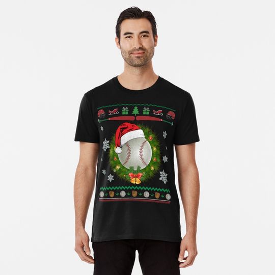 Discover Baseball Funny Ugly Merry Christmas Gift for Baseball Fans Premium T-Shirt
