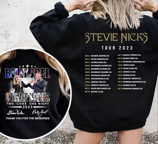 Discover 2023 Billy Joel Stevie Nick Two Icons One Night Shirt, Billy Joel Sweatshirt