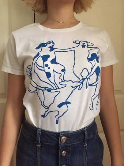 Discover Matisse "La Danse" shirt with DOGS -- soft cotton short sleeve tee
