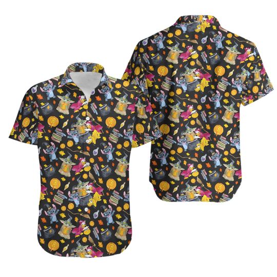 Discover Watercolor Halloween Friends Hawaiian Shirt, Spooky Animated Character