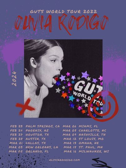 Discover Olivia Rodrigo Guts Tour Poster Print