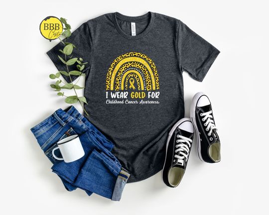 Discover I Wear Gold For Childhood Cancer Awareness Shirt, Warrior Shirt, Cancer Support Shirt