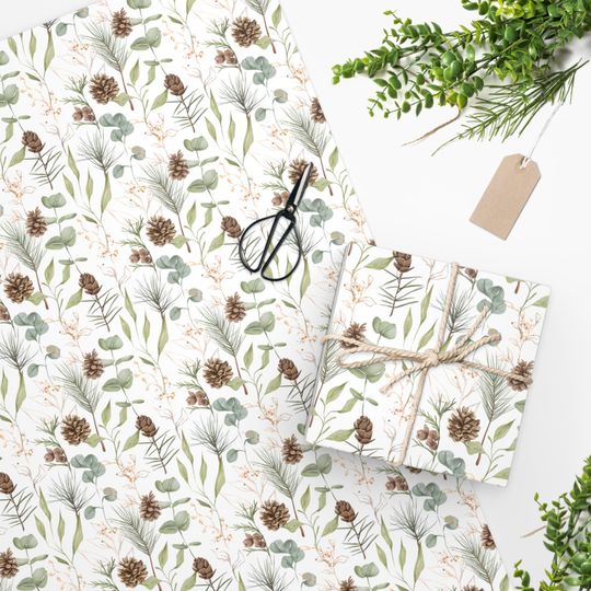 Discover Christmas Wrapping Paper for Presents, Holiday Gift Wrap, Pine Cone Gift Wrap Supplies, Autumn Gifts