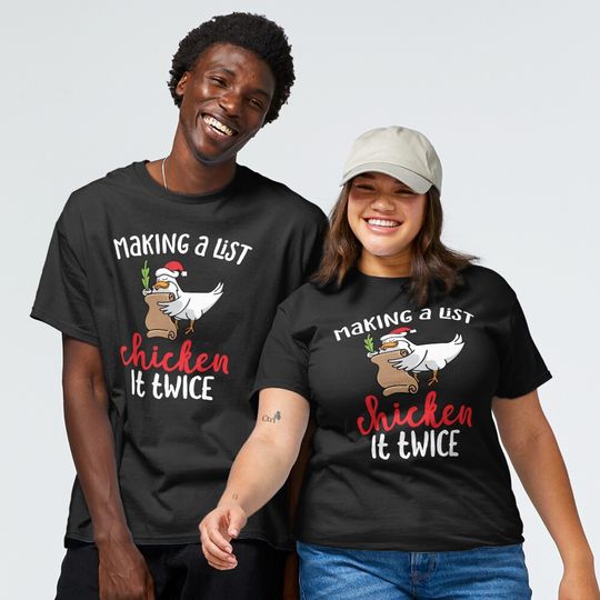 Discover Chicken It Twice Funny Chicken Christmas Design Classic T-Shirt
