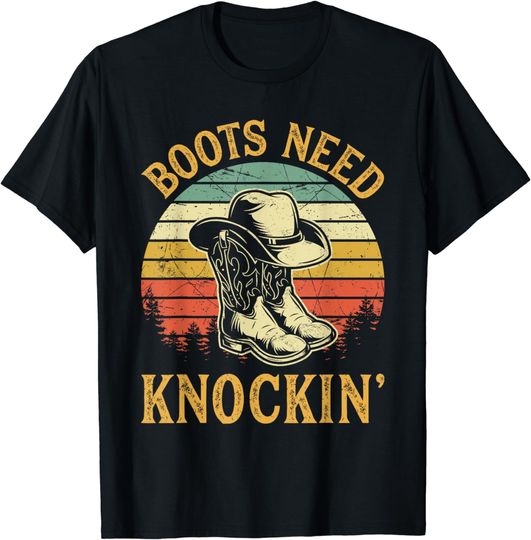 Discover Boots Need Knockin' Knocking Country Music T-Shirt