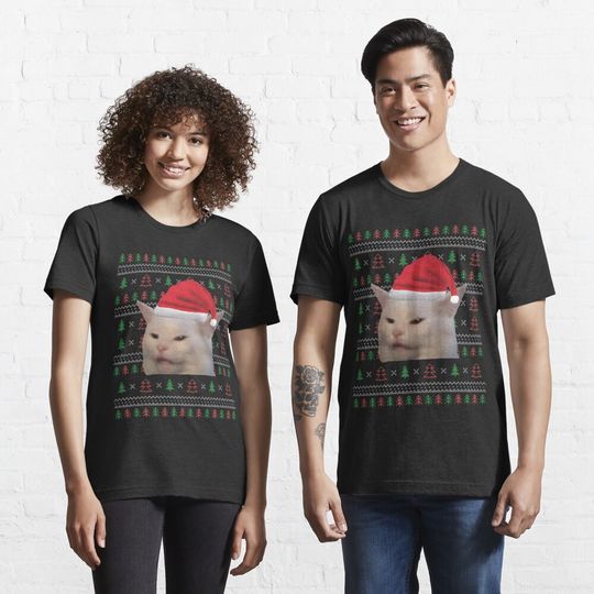 Discover Woman Yelling At Cat Ugly Christmas Funny Memes Essential T-Shirt