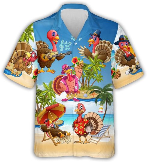 Discover Funny Turkey Thanksgiving Hawaiian Shirt