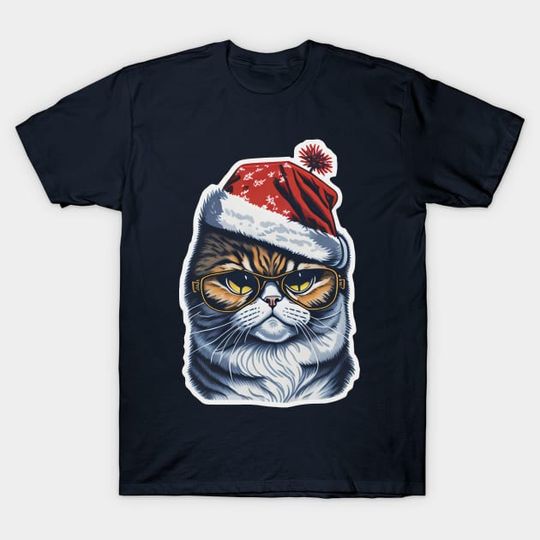 Discover Christmas Cat With Sunglasses - Christmas Cat - T-Shirt