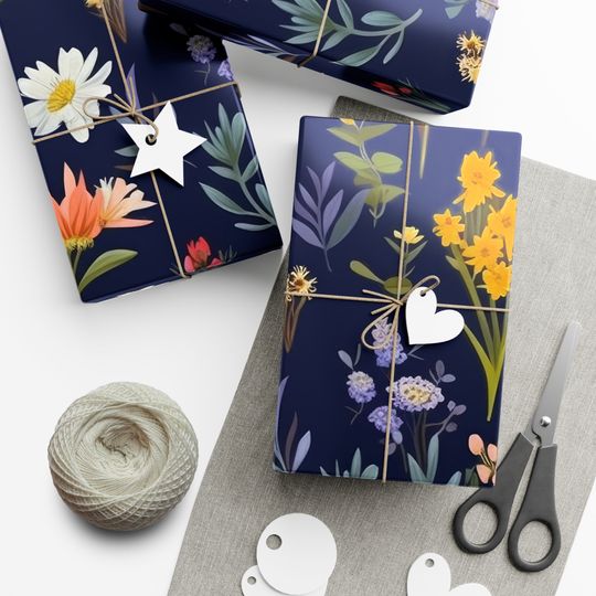 Discover Gift Wrapping Paper, Wildflowers, Holiday Gift Wrap, Cute Wrapping Paper