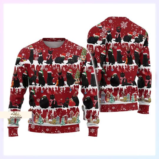 Discover Christmas Gift, Black Cat Ugly Christmas Sweater