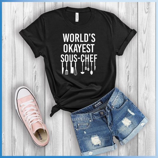 Discover World's Okayest Sous-Chef T-Shirt, Funny Chef Gift