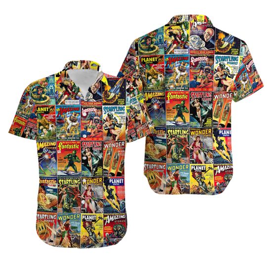 Discover Science Fiction Magazine 3D Print Hawaiian Shirt