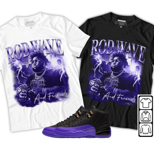 Discover Rod Wave Rap Unisex Shirt To Match Sneaker Black Field Purple 12s T-Shirt