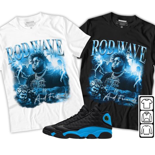 Discover Rod Wave Rap Unisex Sneaker Black University Blue 13s Tee, University Blue 2022 T-Shirt