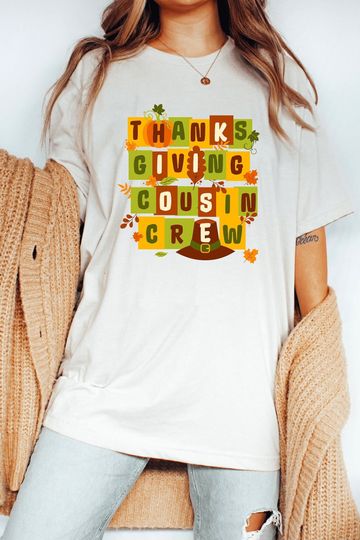 Discover Thanksgiving Cousin T-Shirts, Thanksgiving Cousin Crew, Cute Unisex Jersey Short Sleeve Tee, Gender Neutral Holiday Tees