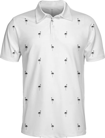 Discover Black Flamingo Pattern Polo Shirt