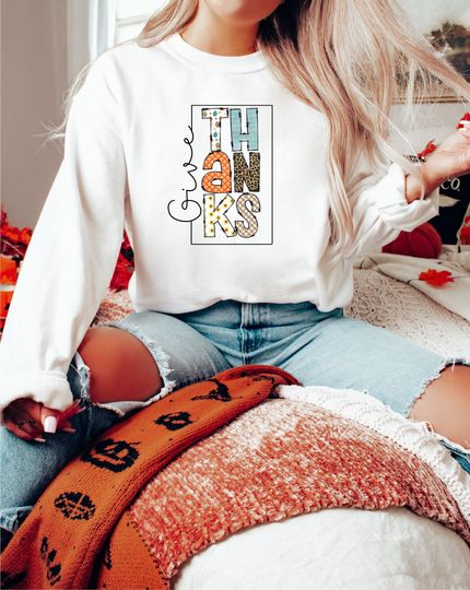 Discover Give Thanks Sweatshirt, Fall Sweatshirt, Pumpkin Sweatshirt