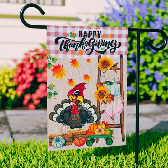 Discover Turkey Chicken Happy Thanksgiving Garden Flag