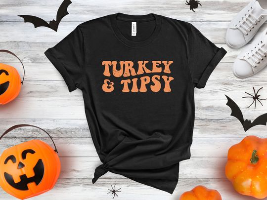 Discover Turkey & Tipsy T-shirt, Festive Tee, Thanksgiving Day, Turkey Shirt