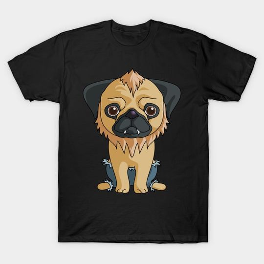 Discover Cute Pug Werewolf Funny Werewolf Halloween T-Shirt