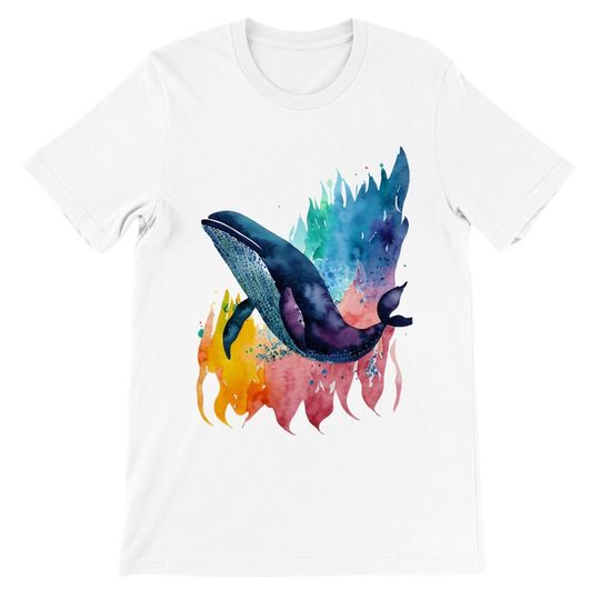Discover Premium Watercolor Whale T-Shirt - Artistic Marine Life Tee