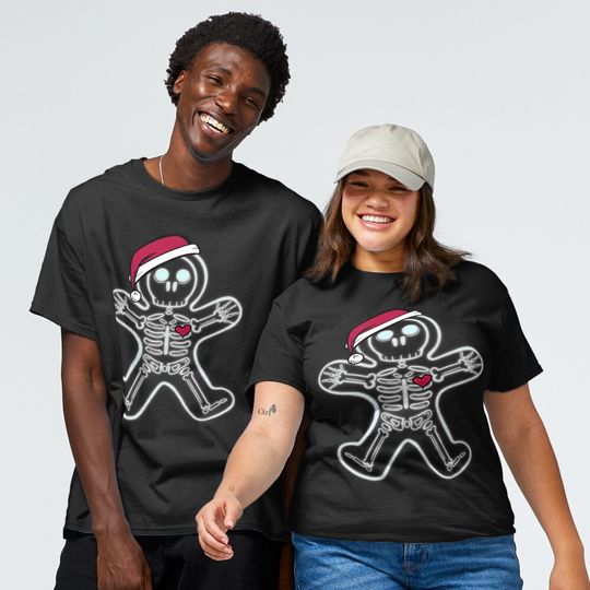 Discover Christmas Gingerbread Man X-Ray Cookie Skeleton T-Shirt