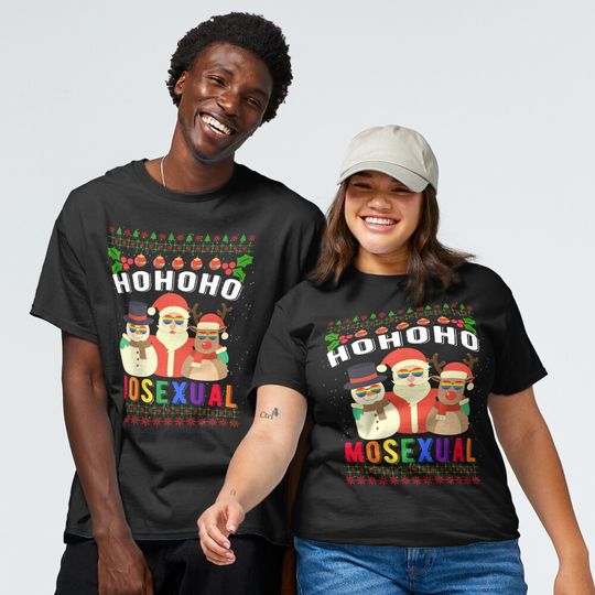 Discover Ho Ho Ho Mosexual Gay Santa Deer LGBT Classic T-Shirt