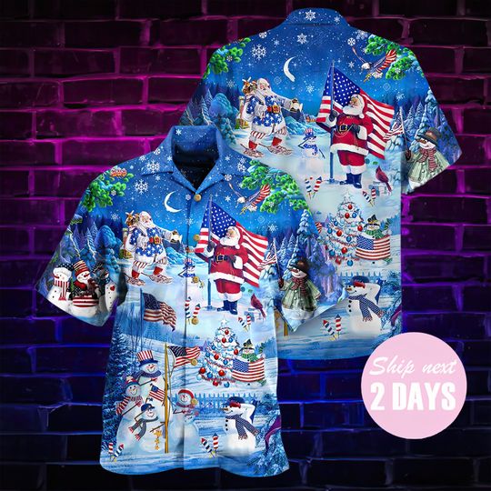 Discover America Merry Xmas Santa Claus Hawaiian Shirt