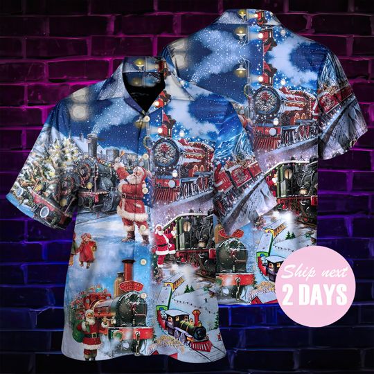 Discover Christmas Santa And Train Hawaiian Shirt