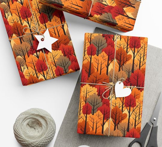 Discover Autumn Trees Gift Wrap, Thanksgiving Wrapping Paper