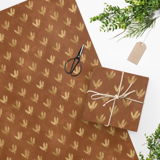 Discover Boho Rustic Burnt Orange Thanksgiving Wrapping Paper