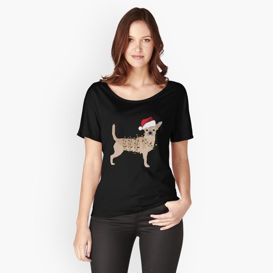 Discover Chihuahua Holiday Christmas Light Relaxed Fit T-Shirt